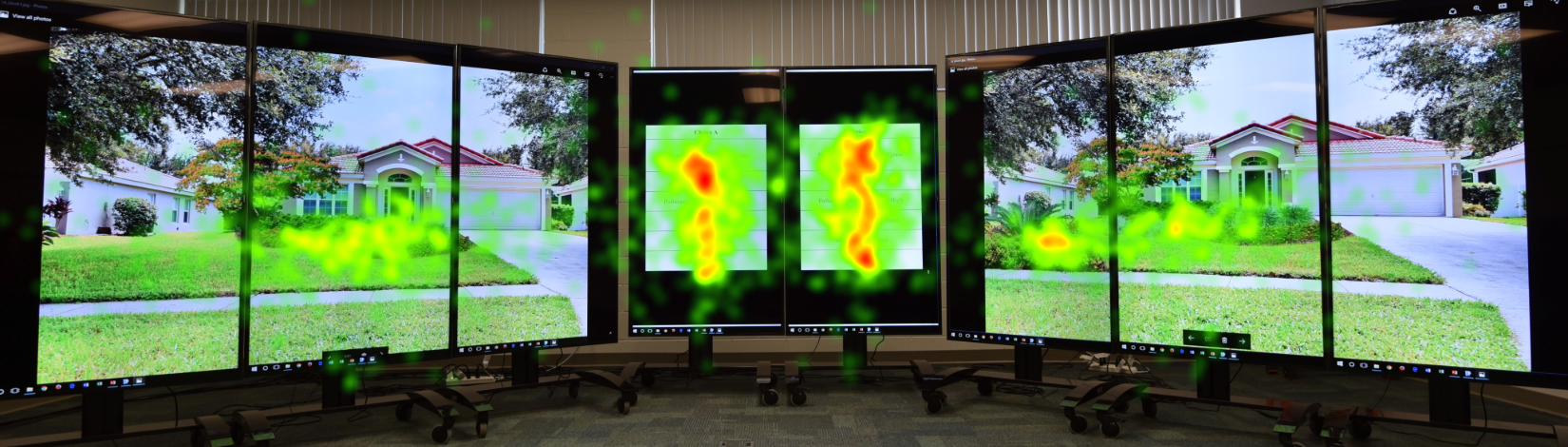 A heat map of a residential landscape.